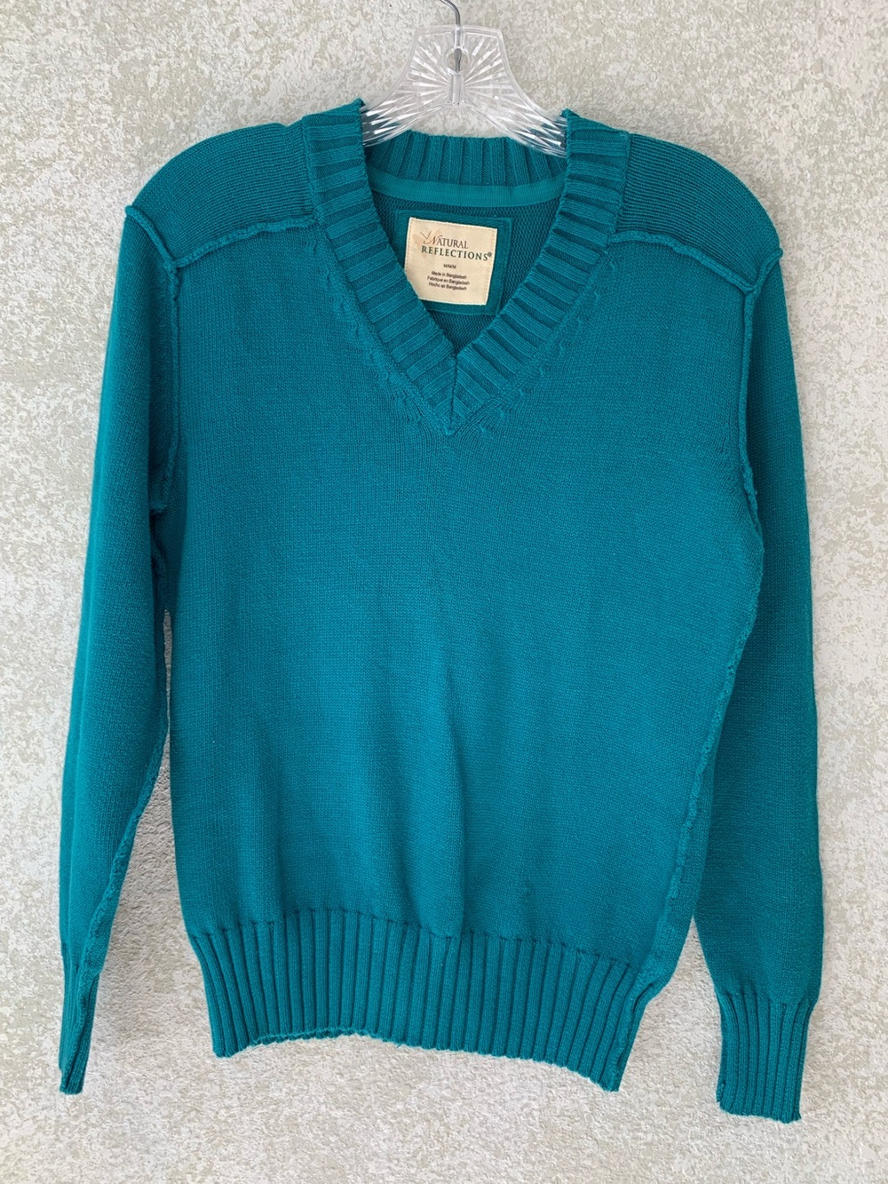 Natural Reflections Teal Women's V-Neck Turtleneck-Style Sweater